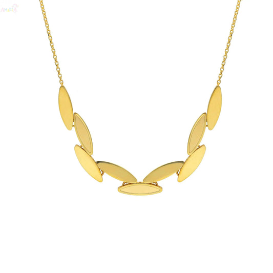 18K Yellow Gold Reversible Modern Polish and Satin Necklace